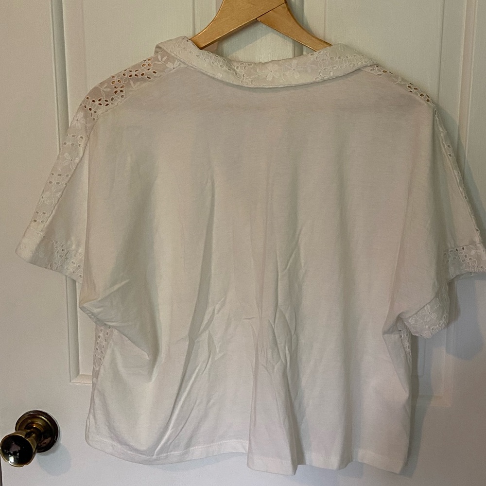 Zara White Embroidered shirt with collar - Picture 3 of 4